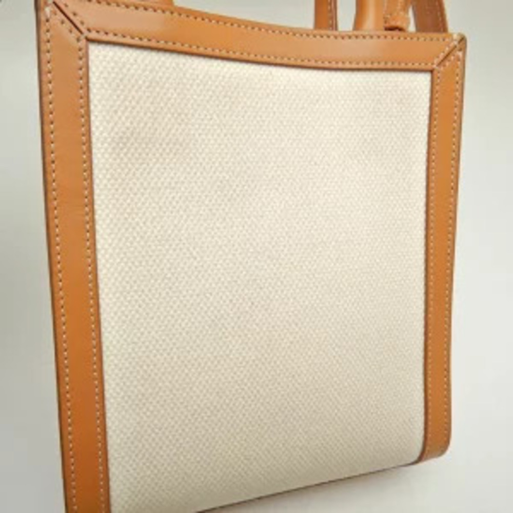 CELINE Vertical Cabas Tote Bag Canvas Calfskin Tan - Picture 6 of 9